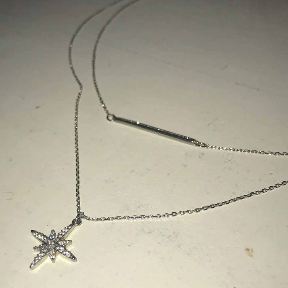 Silver celestial two-tier crystal necklace